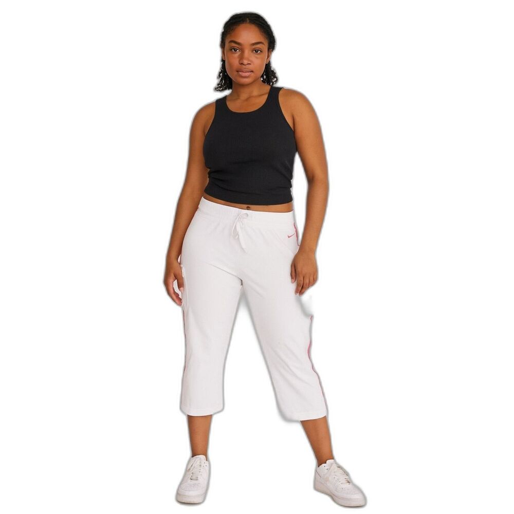 Nike cotton crop sporty cargo panta white and pink Size L Lightweight Lounge